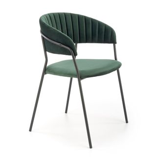 Ciemnozielone krzesło z podłokietnikami K426 idealnie będzie się prezentowało w salonie wykończonym w stylistyce glamour lub nowoczesnej. Wysokie oparcie...