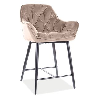 Hoker tapicerowany welurowy CHERRY H-2 Velvet - beżowy Bluvel 28   Krzesło barowe CHERRY H-2 Velvet na wysokich nogach będzie perfekcyjnym uzupełnieniem...