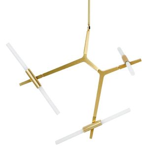 Lampa wisząca CANDELABR 6 - złote aluminium/szkło  Lampa Candelabr 6 składa się z aluminiowych wygiętych ramion w kolorze złotym. Ramiona są...