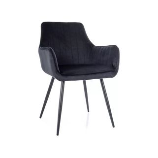 Krzesło tapicerowane z podłokietnikami APPLE Velvet - czarny Bluvel 19 Wymiary: - szerokość: 57 cm - wysokość: 85 cm - głębokość siedziska: 47 cm -...