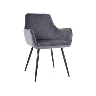 Krzesło tapicerowane z podłokietnikami APPLE Velvet - szary Bluvel 14 Wymiary: - szerokość: 57 cm - wysokość: 85 cm - głębokość siedziska: 47 cm -...