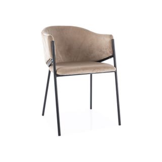 Krzesło tapicerowane welurowe BONO Velvet - beżowy Bluvel 28 / czarny Wymiary: - szerokość: 55 cm - wysokość: 77 cm - głębokość siedziska: 44 cm -...