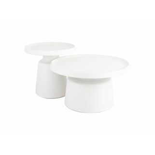 Wymiary: - średnica: 70 cm - wysokość: 40 cm - średnica: 50 cm - wysokość: 50 cm   Materiał: - blat: metal - podstawa: metal, jasny szary mat
