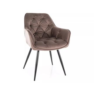 Krzesło CHERRY Velvet - cappuccino Bluvel Wymiary: - szerokość: 57 cm - głębokość: 58 cm - wysokość: 87 cm - szerokość siedziska: 45 cm -...