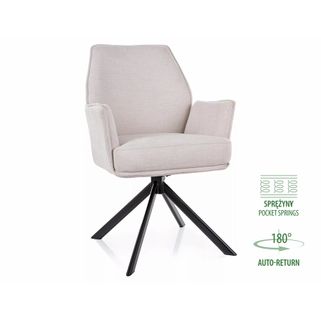 Krzesło obrotowe HUGO Brego - jasny beżowy Wymiary: - szerokość: 58 cm - głębokość: 60 cm - wysokość: 90 cm - szerokość siedziska: 44 cm -...