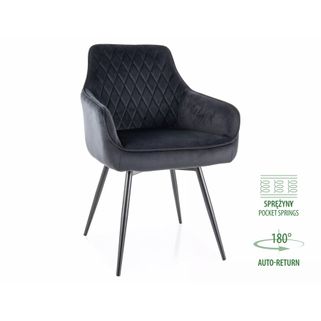 Wymiary: - szerokość: 55 cm - wysokość: 88 cm - głębokość siedziska: 45 cm - wysokość siedziska: 50 cm Materiał: - tkanina velvet Bluvel 19 -...