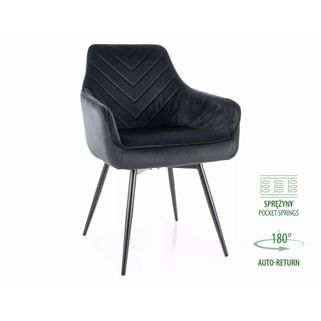 Wymiary: - szerokość: 55 cm - wysokość: 88 cm - głębokość siedziska: 45 cm - wysokość siedziska: 50 cm Materiał: - tkanina velvet Bluvel 19 -...