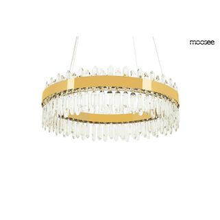 Ekskluzywna i elegancka oprawa, która udekoruje nowoczesne wnętrza w stylu Glamour. Stalowa obręcz w złotym kolorze z dodatkiem błyszczących kryształów...