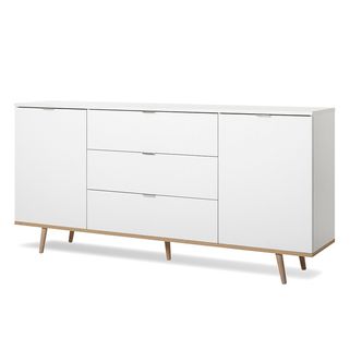 Komoda GÖTEBORG 2D3S 180 cm - biały mat/dąb sonoma   Komoda Göteborg 2D3S to mebel, który łączy w sobie minimalistyczny urok z funkcjonalnością....