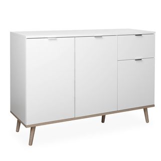 Komoda GÖTEBORG 3D1S 120 cm - biały mat/dąb sonoma   Komoda Göteborg 3D1S to bardzo praktyczna i funkcjonalna komoda w stylu skandynawskim, która sprawdzi...
