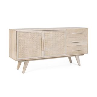 Komoda Sahana to elegancki mebel przeznaczony do pokoju, salonu, sypialni, jadalni. Rama komody wykonana została z drewna mango, tył z mdf. Przednie drzwi...
