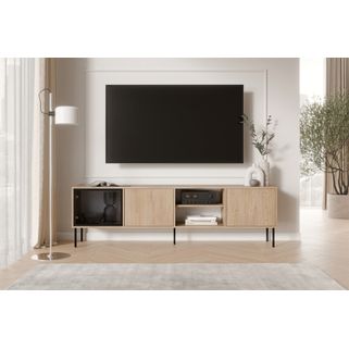 Szafka RTV 3-drzwiowa LINOA - dąb cremona mat Szafka RTV Linoa 200 cm w kolorze dąb cremona to połączenie naturalnego uroku drewna z nowoczesną prostotą...