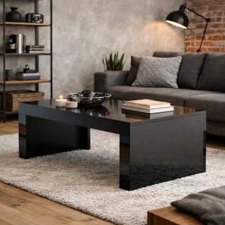 Stolik kawowy TUCSON 120x60 - czarny mat / czarny połysk Stolik kawowy Tucson to uniwersalny element wyposażenia, który doskonale wpasuje się w...