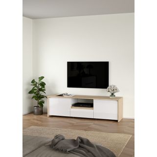 Szafka RTV 2-drzwiowa NEXT - biały połysk / jackson hickory Szafka RTV Next w kolorze jackson hickory / biały wysoki połysk to nowoczesny i funkcjonalny...