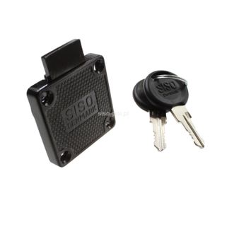 Zamek kwadratowy Siso X-850 - czarny / fi 19 mm  Zastosowanie: szuflady, szafki, szafy, biurka itp.    Działanie: obrót klucza otwiera lub zamyka zamek...