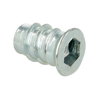 Mufa koł. M Siso - ocynk / M6x15 mm / fi 8 mm / 100 szt.    Mufa M umożliwia wkręcenie elementu z gwintem metrycznym w płytę lub w drewno.    Wymiary...