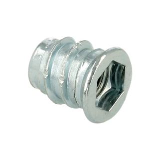 Mufa koł. M Siso - ocynk / M8x15 mm / fi 10 mm / 100 szt.    Mufa M umożliwia wkręcenie elementu z gwintem metrycznym w płytę lub w drewno.    Wymiary...