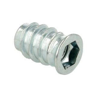 Mufa koł. M Siso - ocynk / M8x20 mm / fi 10 mm / 100 szt.    Mufa M umożliwia wkręcenie elementu z gwintem metrycznym w płytę lub w drewno.    Wymiary...