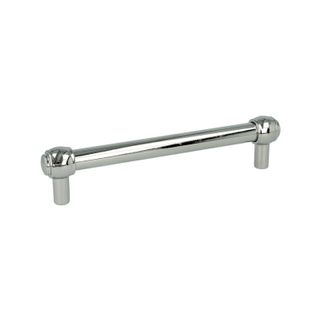 Reling RE23 - chrom połysk / rozstaw 128 mm   Wymiary: - długość całkowita: 149 mm - rozstaw otworów: 128 mm   Materiał: metal   Kolor pokrycia: chrom...