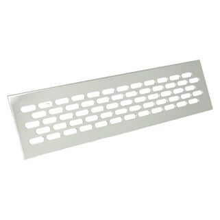 Kratka wentylacyjna 60 x 245 mm - chrom   Wymiary: - długość: 1,65 cm - wysokość: 6,2 cm  - szerokość: 24,5 cm   Materiał: aluminium  ...