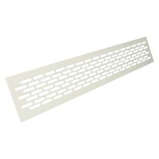 Kratka wentylacyjna 80 x 480 mm - biały   Wymiary: - długość: 1,65 cm - wysokość: 8,2 cm  - szerokość: 48 cm   Materiał: aluminium   Kolor: biały