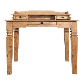 Sekretarzyk drewniany zachwyca elegancką formą i pięknym kolorem drewna palisander teak, z którego wykonano mebel. Prostokątny, szeroki blat ustawiony jest...