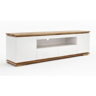 Wymiary: - szerokość 202 cm - głębokość 40 cm - wysokość 54 cm - otwarta półka: 99,5 x 17,5 x 34 cm Maksymalne obciążenie: 50 kg Materiał: - lakier...