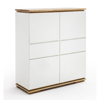 Wymiary: - szerokość 102 cm - głębokość 40 cm - wysokość 115 cm   Maksymalne obciążenie: 50 kg   Materiał: - lakier biały mat - blat i podstawa:...