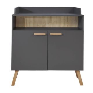 Wymiary: - szerokość 96 cm - głębokość 78 cm - wysokość 105 cm   Materiał: - korpus/front: melamina szara   Pakowanie: - liczba paczek: 2 - liczba...
