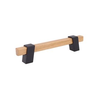 Uchwyt Z324 - drewno, czarny metal / rozstaw 128 mm   Wymiary: - długość: 182 mm - rozstaw otworów: 128 mm   Materiał:  - drewno  - metal   Kolor...