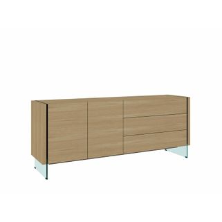 Wymiary: - szerokość: 188 cm - głębokość: 45 cm - wysokość: 75 cm   Materiał: - płyta MDF  - okleina dębowa - szkło hartowane - system soft-close...