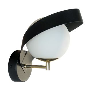 Kinkiet NELA 1140 - czarny/złoty Wymiary: - szerokość: 19 cm - głębokość: 22 cm - wysokość: 23 cm   Materiał: - metal - szkło   Kolor:...