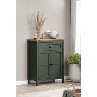 Wymiary: - szerokość: 77 cm - głębokość: 39 cm - wysokość: 102 cm   Materiał:  - korpus: laminat ciemnozielony - front: laminat ciemnozielony -...