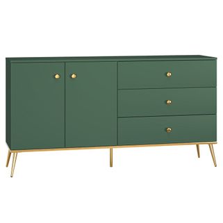 Wymiary: - szerokość: 160 cm - głębokość: 40 cm - wysokość: 85 cm    Materiał: - płyta laminowana - obrzeże ABS - metal   Kolor: labrador...