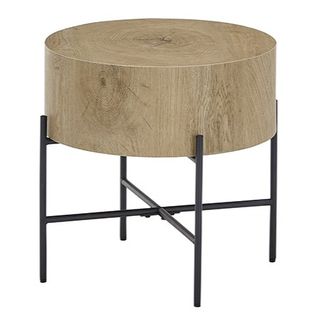 Wymiary: - długość: 45 cm - szerokość: 45 cm - wysokość: 45 cm   Maksymalne obciążenie: 10 kg   Materiał:  - blat: folia w optyce dębu - nogi:...