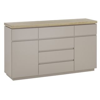 Wymiary: - szerokość: 150 cm - głębokość: 40 cm - wysokość: 86 cm   Materiał:  - korpus i front: płyta HWP lakierowana - blat: lita akacja  ...