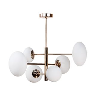 Lampa wisząca OMI 1197 - złoty     Wymiary: - szerokość: 55 cm - głębokość: 50 cm - wysokość: 55 cm   Materiał: - metal - szkło   Kolor: złoty...