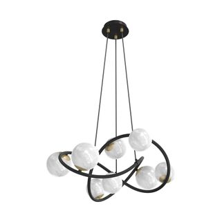Lampa wisząca NISYRO MD4922-8-EBGN - czarny/złoty     Wymiary: - szerokość: 65 cm - głębokość: 65 cm - wysokość: 150 cm   Materiał: - metal -...