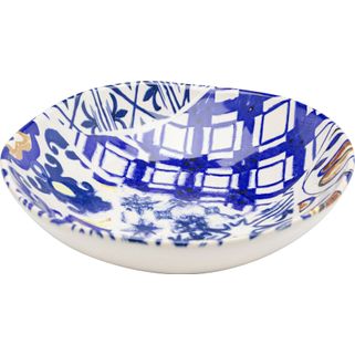 Talerz głęboki FRESCO 21 - niebieski/biały    Wymiary: - szerokość: 20,5 cm - głębokość: 20,5 cm - wysokość: 5,8 cm   Pojemność: 835 ml   Waga:...