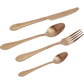 Zestaw 16 sztućców CUCINA - miedziany mat    Niezależnie od tego, czy będzie zestawiony z glinianymi miskami, czy klasyczną porcelaną, ten zestaw...