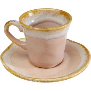 Filiżanka ze spodkiem NALA 88 ml - różowy   Wymiary: - szerokość: 12 cm - głębokość: 12 cm - wysokość: 7,5 cm   Pojemność: 88 ml   Waga: 0,253...