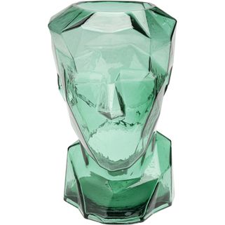 Wazon szklany PRISMA FACE - zielony Wymiary: - szerokość: 23,5 cm - głębokość: 18 cm - wysokość: 30 cm Materiał: szkło barwione Informacje dodatkowe:...