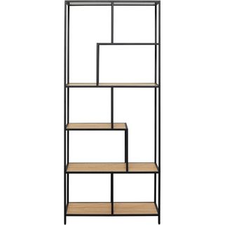Wymiary: - szerokość: 77 cm - głębokość: 35 cm - wysokość: 185 cm Materiał:  - płyta MDF laminowana - stal malowana proszkowo