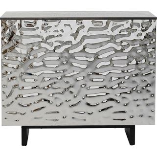 Wymiary: - szerokość: 120 cm - głębokość: 48 cm - wysokość: 105 cm Materiał: - stal nierdzewna - MDF - fornir - sklejka