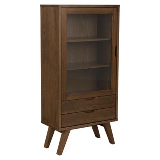 Wymiary:- szerokość: 72 cm- głębokość: 36 cm- wysokość: 145 cm - wysokość nogi: 25 cm   Materiały: - fornir dębowy lakierowany (korpus, blat,...