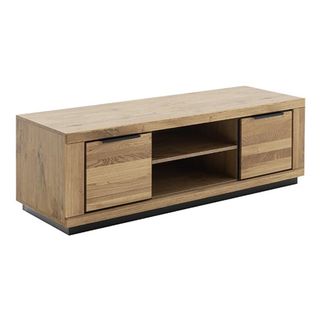 Wymiary: - szerokość: 163 cm - głębokość: 40 cm - wysokość: 52 cm   Materiał:  - korpus: folia w optyce dębu - front: dąb lity olejowany  ...