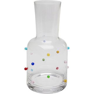 Karafka szklana PARTY DOTS - multikolor    Wymiary: - szerokość: 9,6 cm - głębokość: 9,6 cm - wysokość: 19,2 cm   Pojemność: 755 ml   Waga: 0,35...