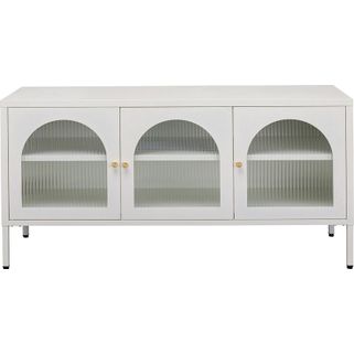 Komoda 3-drzwiowa NAXOS - biały Wymiary: - szerokość: 120 cm - głębokość: 40 cm - wysokość: 60 cm Materiał: - stal malowana proszkowo - szkło...