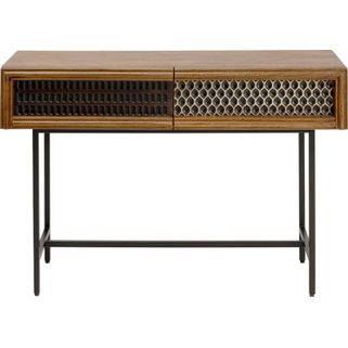 Konsola z szufladami GINO - brązowy Wymiary: - szerokość: 110 cm - głębokość: 40 cm - wysokość: 76 cm Materiał: - korpus / fronty: MDF lakierowany,...