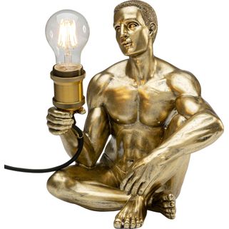 Lampa stołowa NUDE MAN SIT - złoty Wymiary: - szerokość: 26 cm - głębokość: 26,5 cm - wysokość: 32 cm - długość kabla: 200 cm   Materiał:  -...